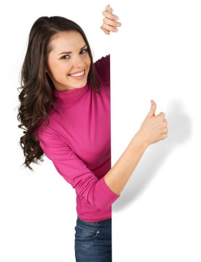  kadın gösteren boş tabela