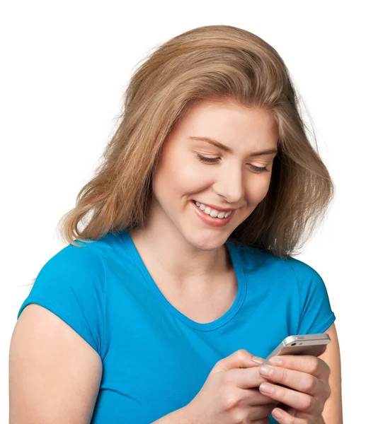 Young woman with mobile — Stock Photo, Image