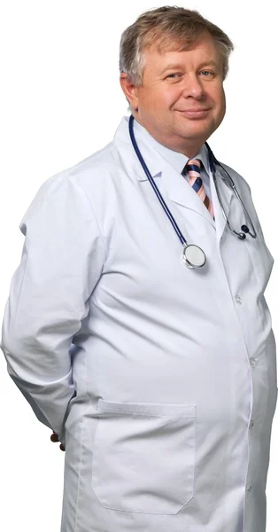 Médico sonriente con estetoscopio — Foto de Stock