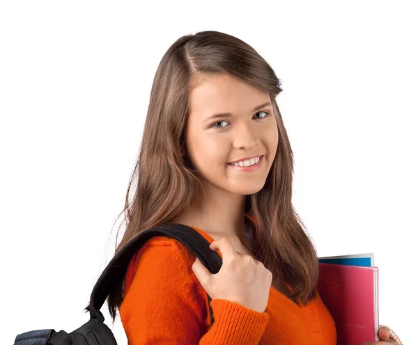 Joven estudiante chica con mochila — Foto de Stock