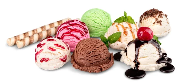 Scoops ice cream i polewa — Zdjęcie stockowe
