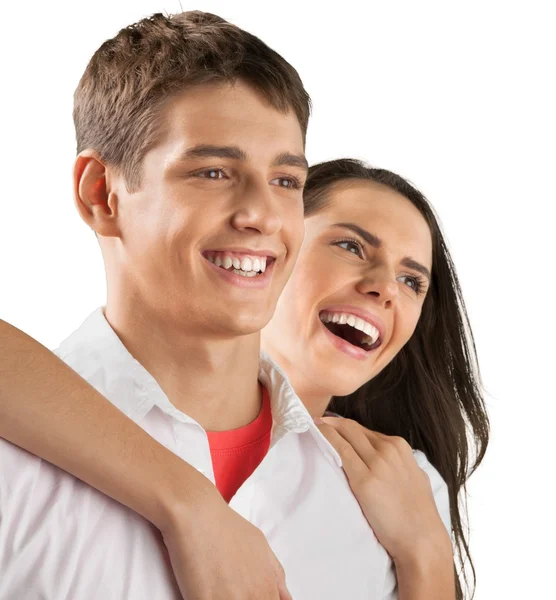 Portrait of smiling young couple — Stock Photo, Image