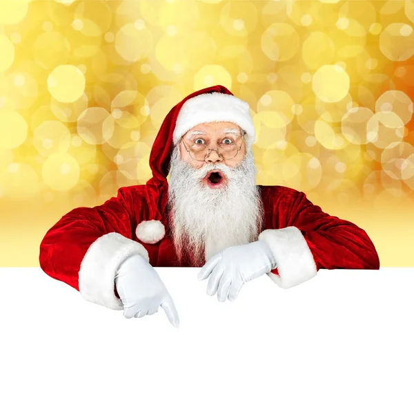 Portrét santa Claus se štítkem — Stock fotografie