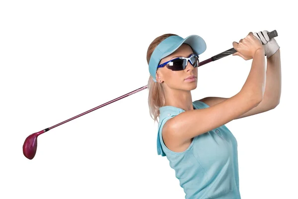 Mulher branca com clube de golfe — Fotografia de Stock