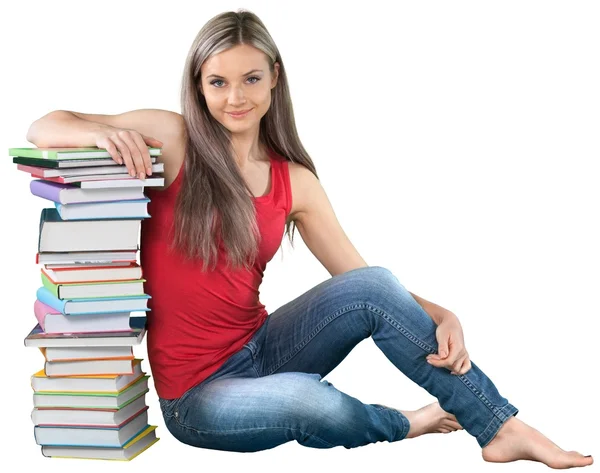 Młoda uczennica z książkami — Zdjęcie stockowe