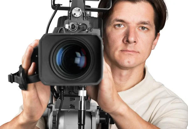Cameraman trabalhando com câmera — Fotografia de Stock