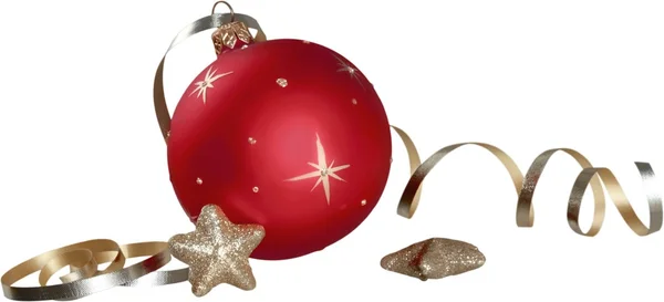 Červená vánoční koule izolované — Stock fotografie