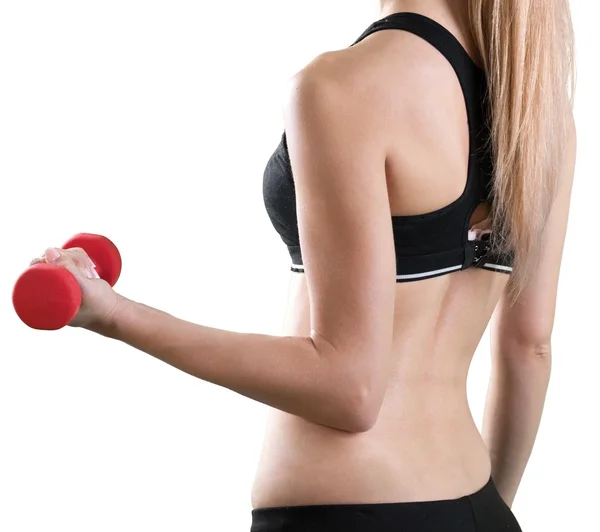 Vrouw uitoefenen met dumbbell — Stockfoto