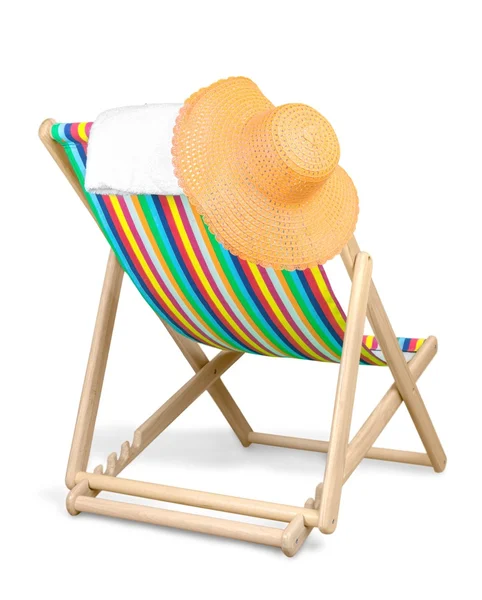 贵妃椅椅子、 帽子和毛巾 — 图库照片