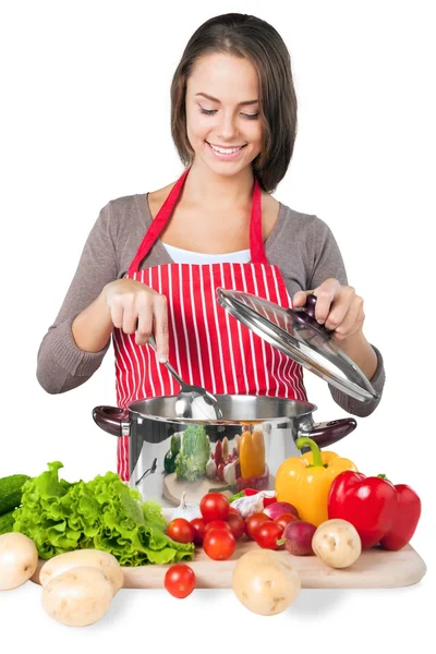 Hermosa mujer cocinar — Foto de Stock