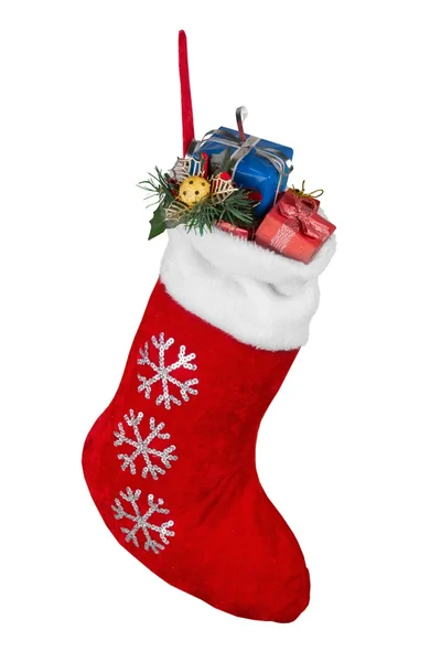 Christmas stocking with gifts — Stock Photo, Image