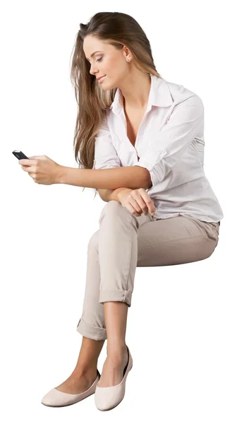 Young  businesswoman with phone — Stock Photo, Image