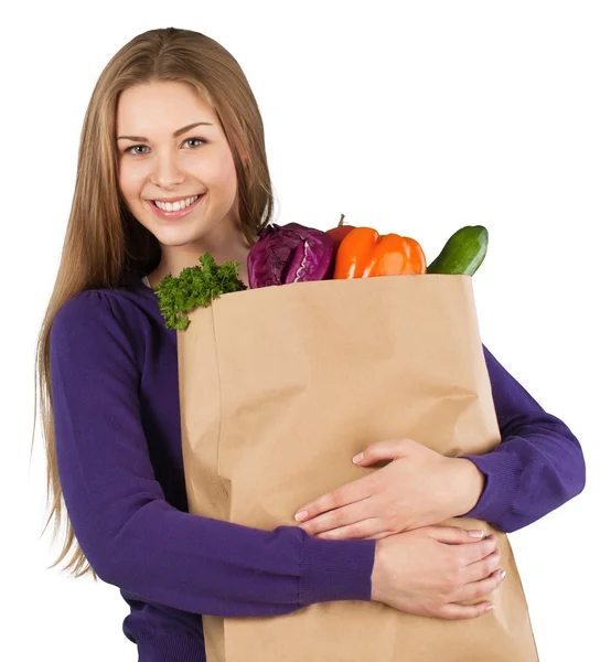 Mujer con carrito de compras —  Fotos de Stock