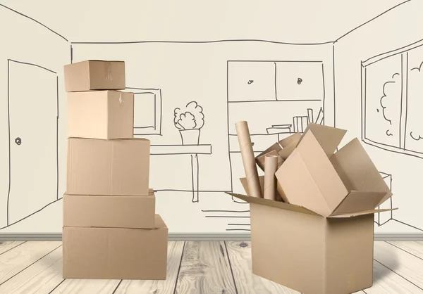 Lots of cardboard boxes on background — Stock Photo, Image