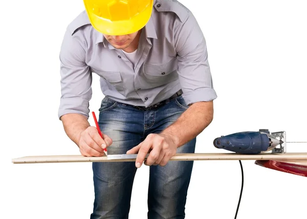 Male worker in yellow helmet — Stock Photo, Image