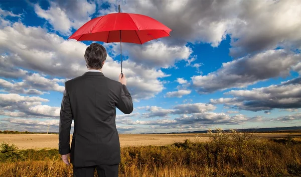 Portrait of  businessman with umbrella — Stock Photo, Image