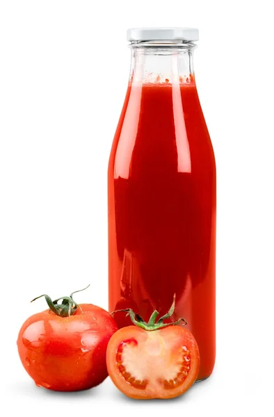 Botella de vidrio de tomates — Foto de Stock