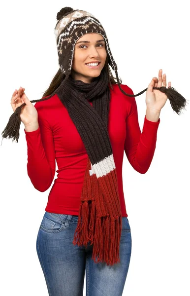 Junge Frau in Winterkleidung — Stockfoto