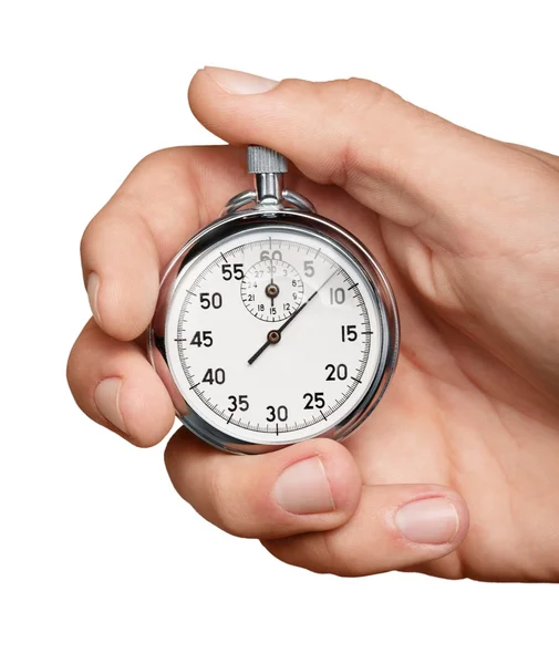 Stopwatch in Human Hand — Stock Photo, Image