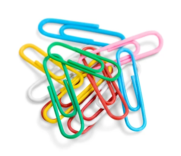 Colored paper clips isolated Stock Photo