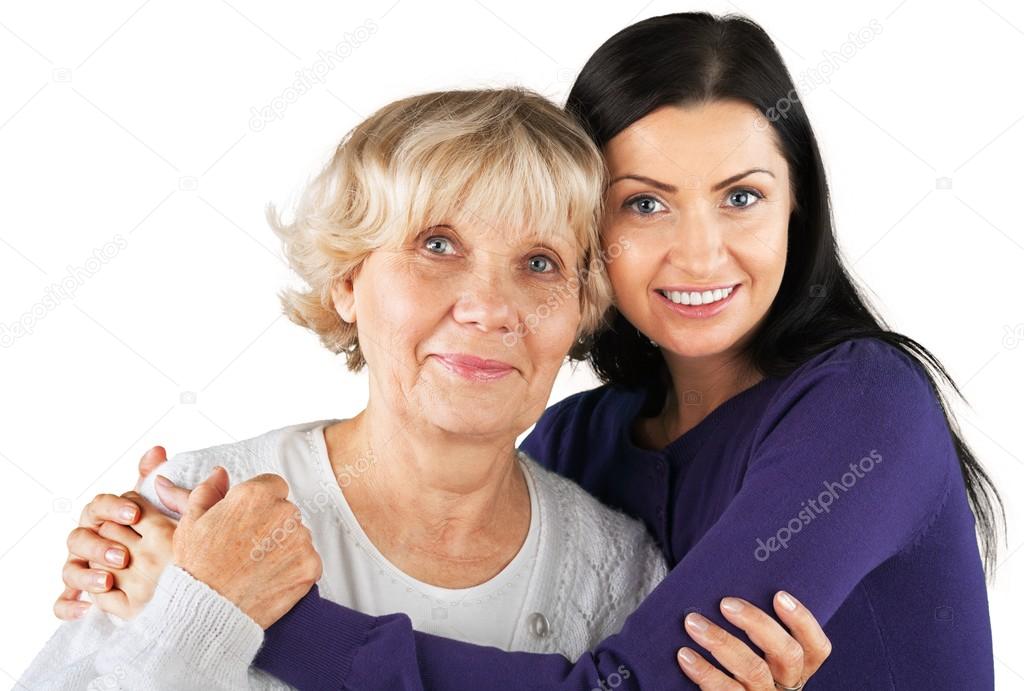 young adult daughter with senior mother