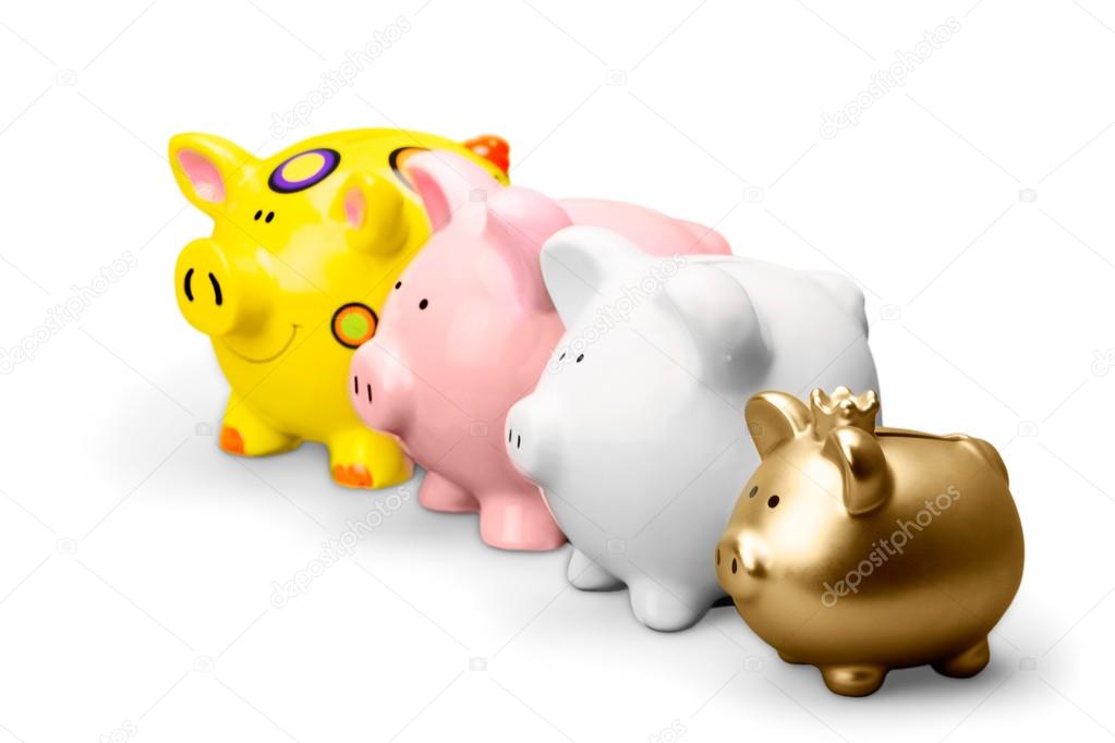 Piggy banks on background