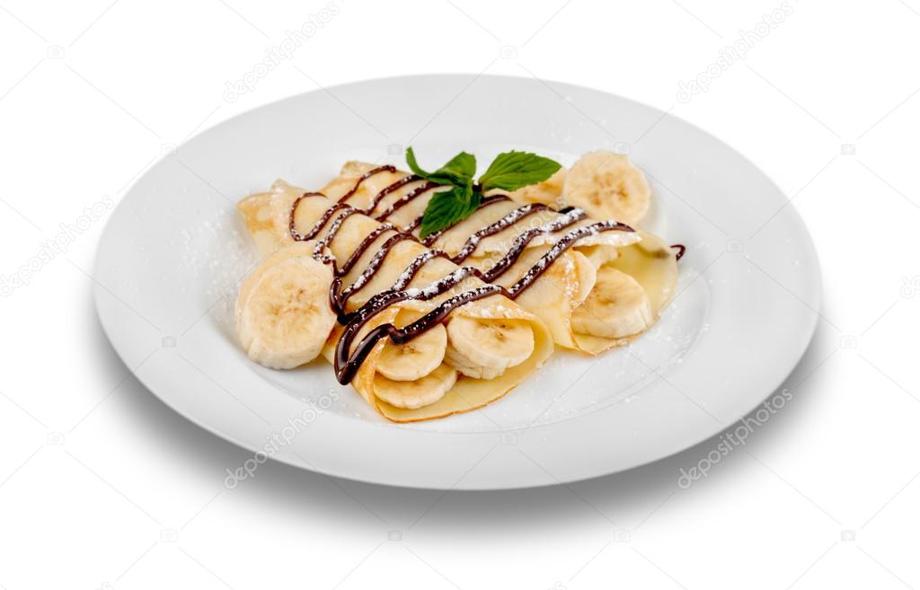 pancakes with banana isolated