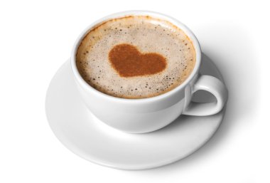 Latte Kahve izole kalp simgesi olan