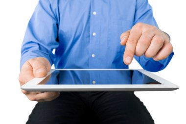 işadamı ve tablet pc  