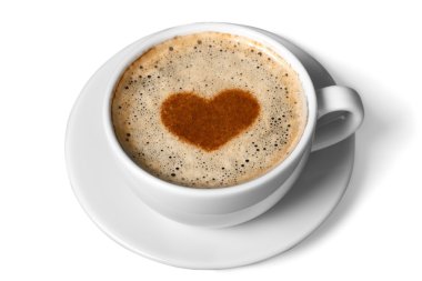 Latte Kahve izole kalp simgesi olan