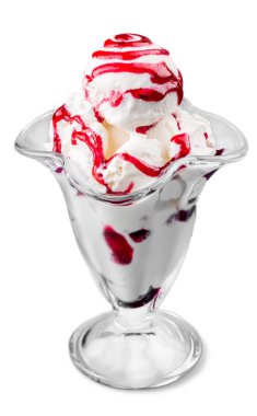 Çilek soslu dondurma.