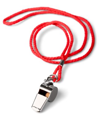 Sports whistle with a lace. clipart
