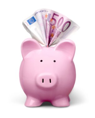 kumbara ve birkaç euro banknot