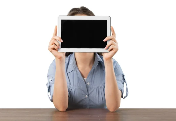 女性を示すデジタル タブレット — ストック写真