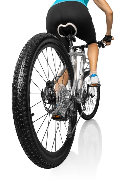 Sportliche Frau mit Fahrrad — Stockfoto