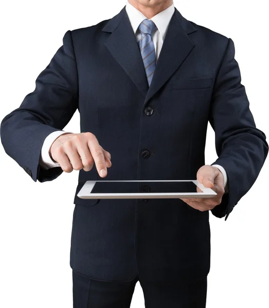 Człowiek trzymający tablet cyfrowy — Zdjęcie stockowe