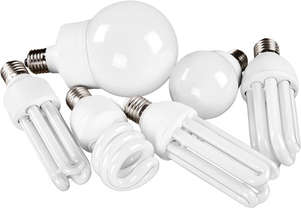 Эко-лампы на заднем плане
