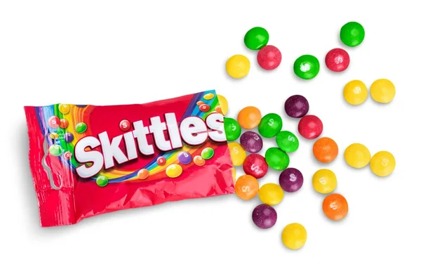 Close-up van Skittles snoepjes — Stockfoto