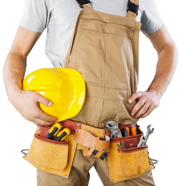 Mannelijke werknemer met gereedschap riem — Stockfoto