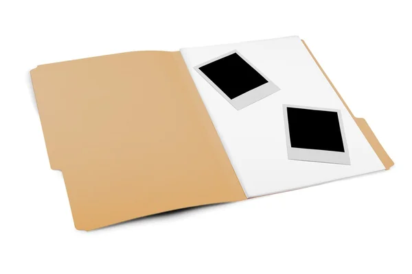 Carpeta del documento con tarjetas de fotos en blanco —  Fotos de Stock