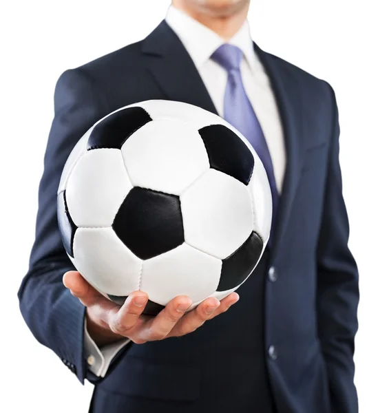 Işadamı holding futbol — Stok fotoğraf