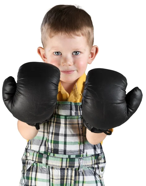 Menino em luvas de boxe — Fotografia de Stock