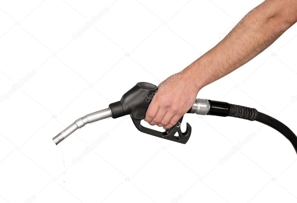 gas pump nozzle in hand