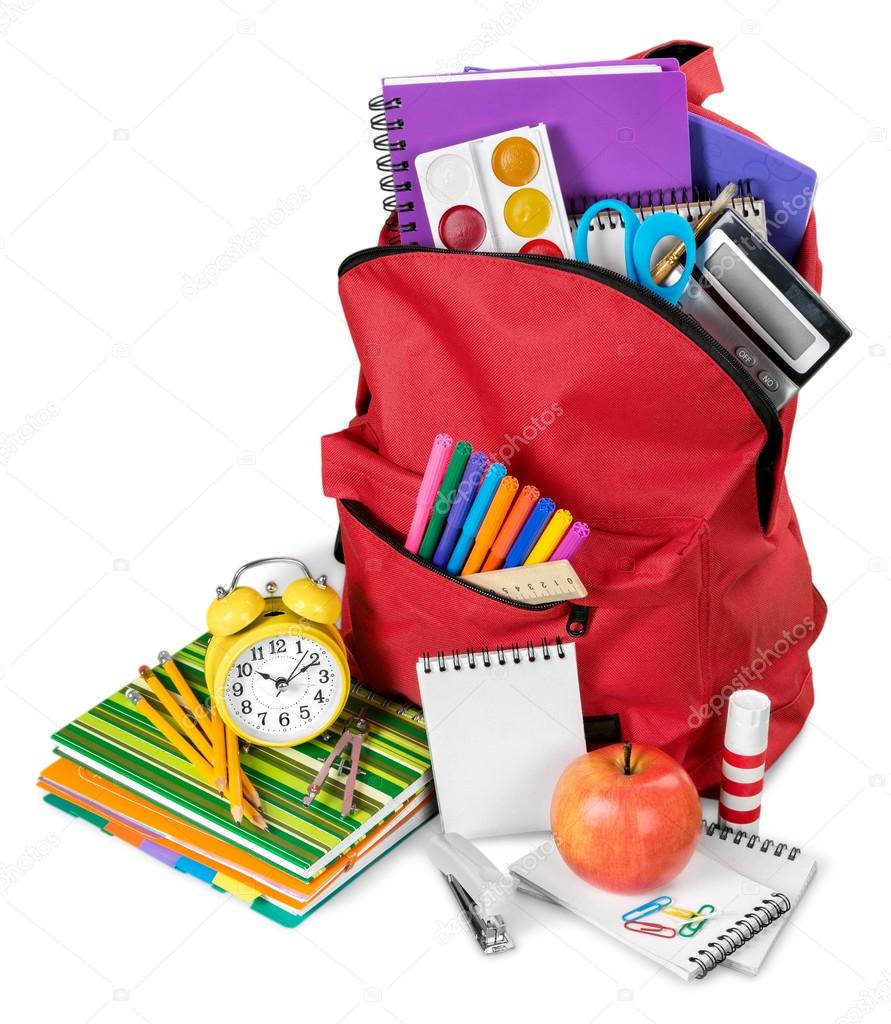 School Backpack  on   background.