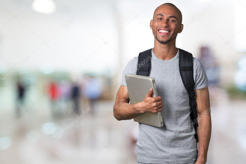 Student man with laptop