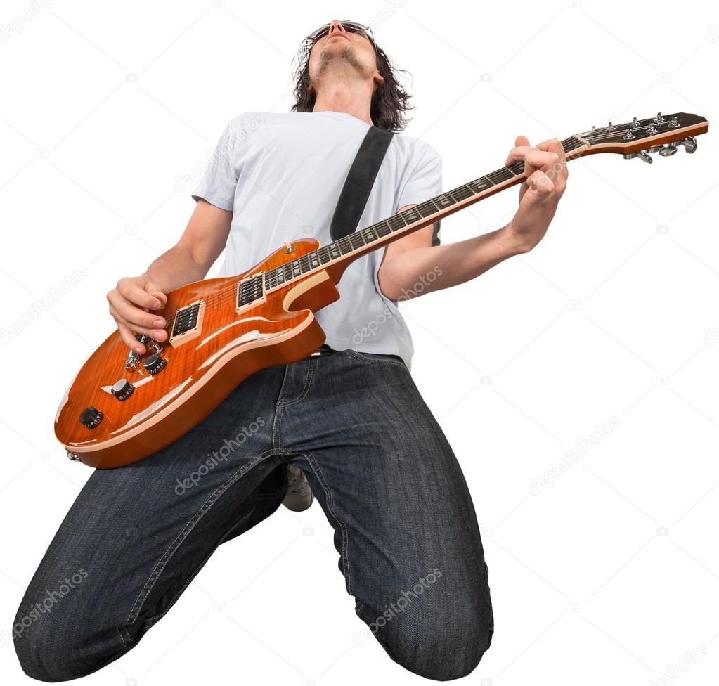 man guitarist playing music