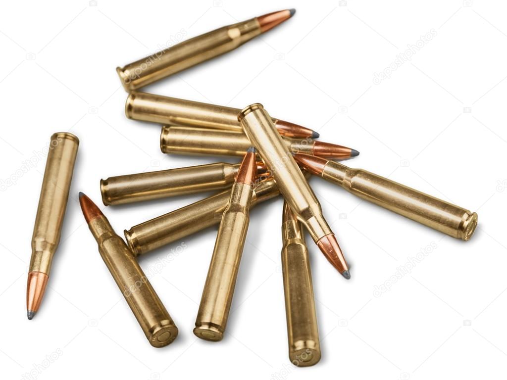 Bullets isolated on  background