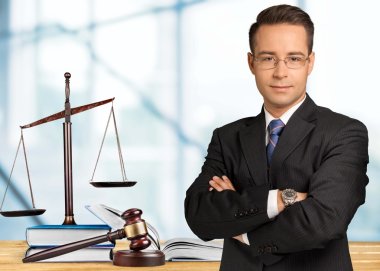 Handsome Caucasian lawyer clipart