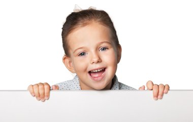 gülümseyen kız beyaz boş