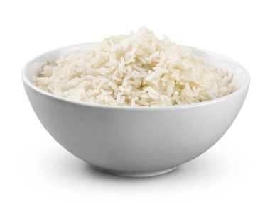 Rice in a bowl on  background clipart
